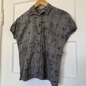 Acne Studios Graphic Splatter Puff Sleeve Shirt Blouse Button Down Minimal Artsy